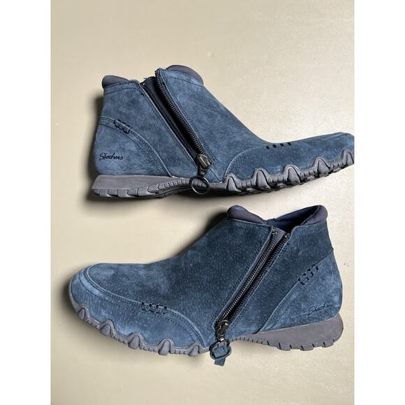 Skechers 49590 Bikers Zappiest Boot Women's size 9.5 Navy Suede Memory Foam - Picture 8 of 14